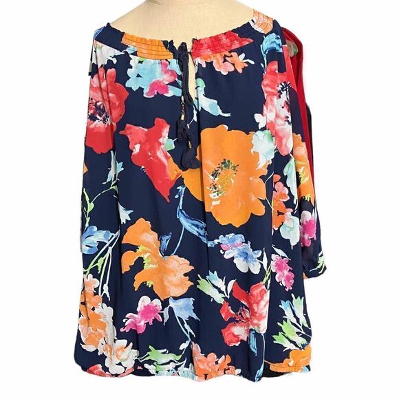 Signature Collection Bright Flowery Top / SZ: 3X / EUC - Picture 1 of 7